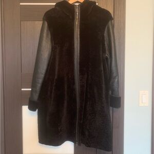 BLACK SHEARLING COAT